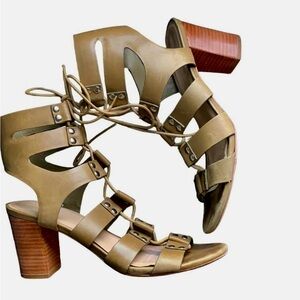Loeffler Randall Gladiator Olive Leather Strappy Heels Size 7